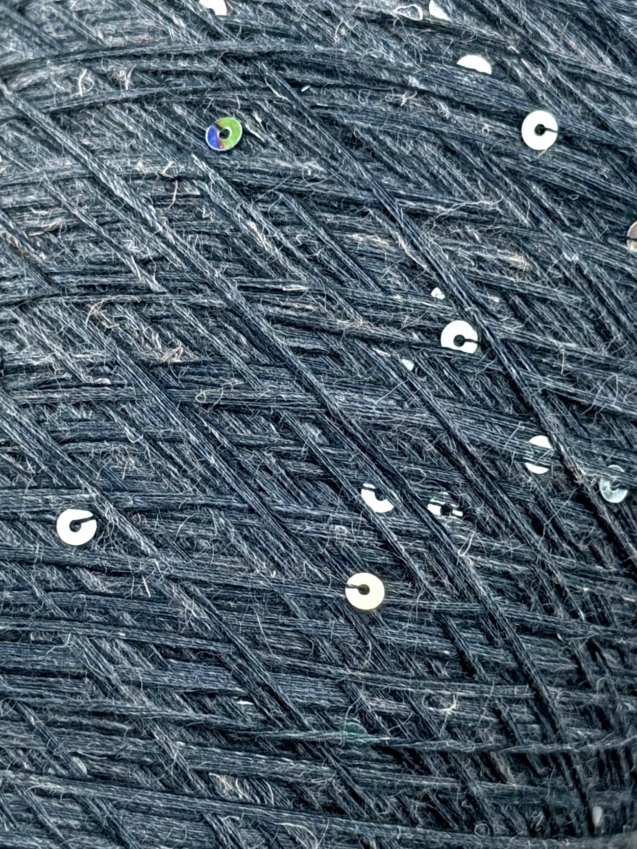 G&G Filati Forest 7800 – Fil en coton et lin avec paillettes effet Aurora Boréale, col. Denim Mélange